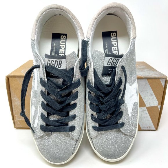 Golden Goose Sneakers Superstar Glitter Flag Suede Size 37 US 7 - Picture 6 of 9